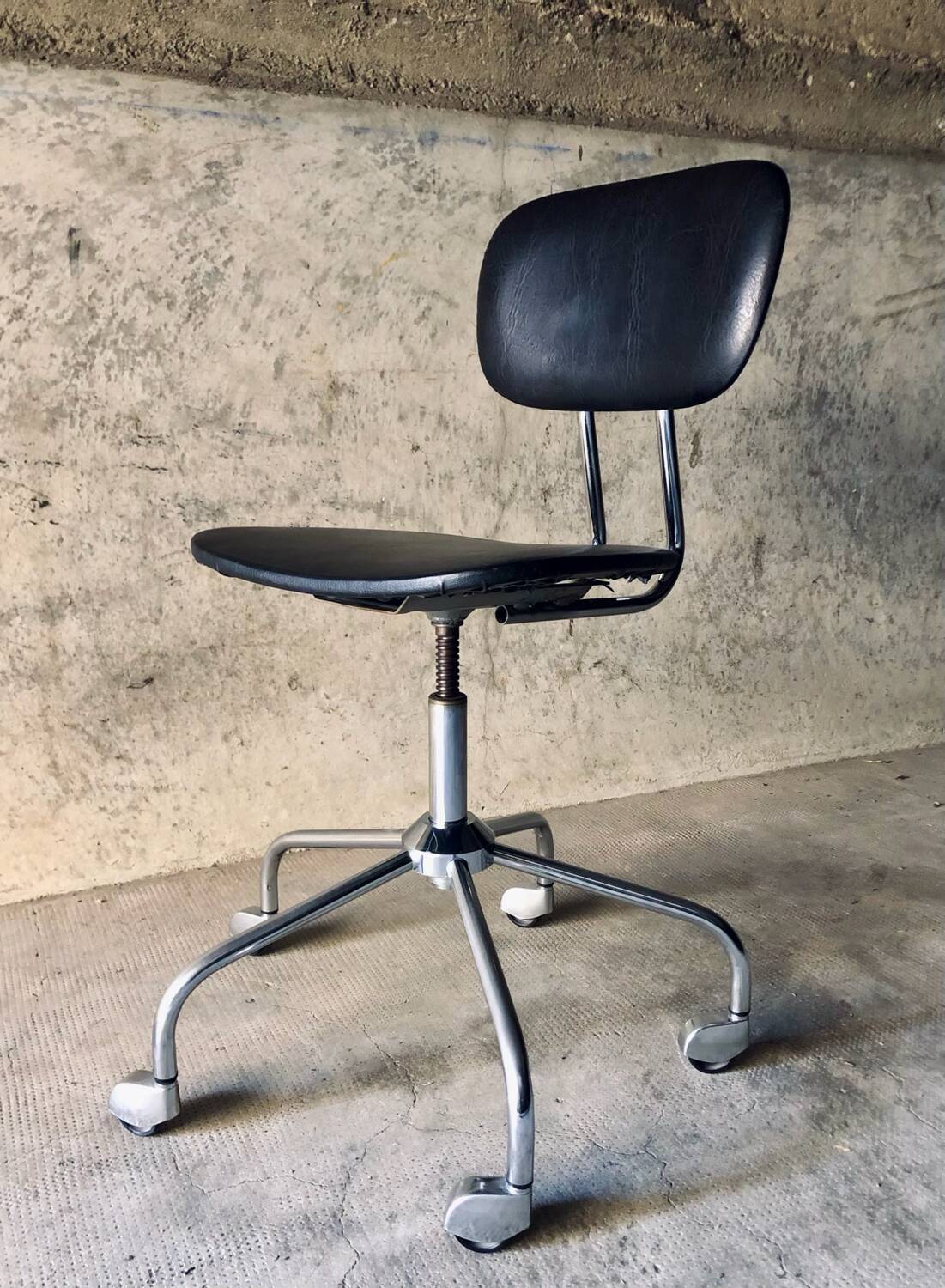 1950s/60s Chrome and Faux Leather Office Chair