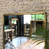 Mirror period early 19th structure in golden metal, mercury ice pricked 145/106cm