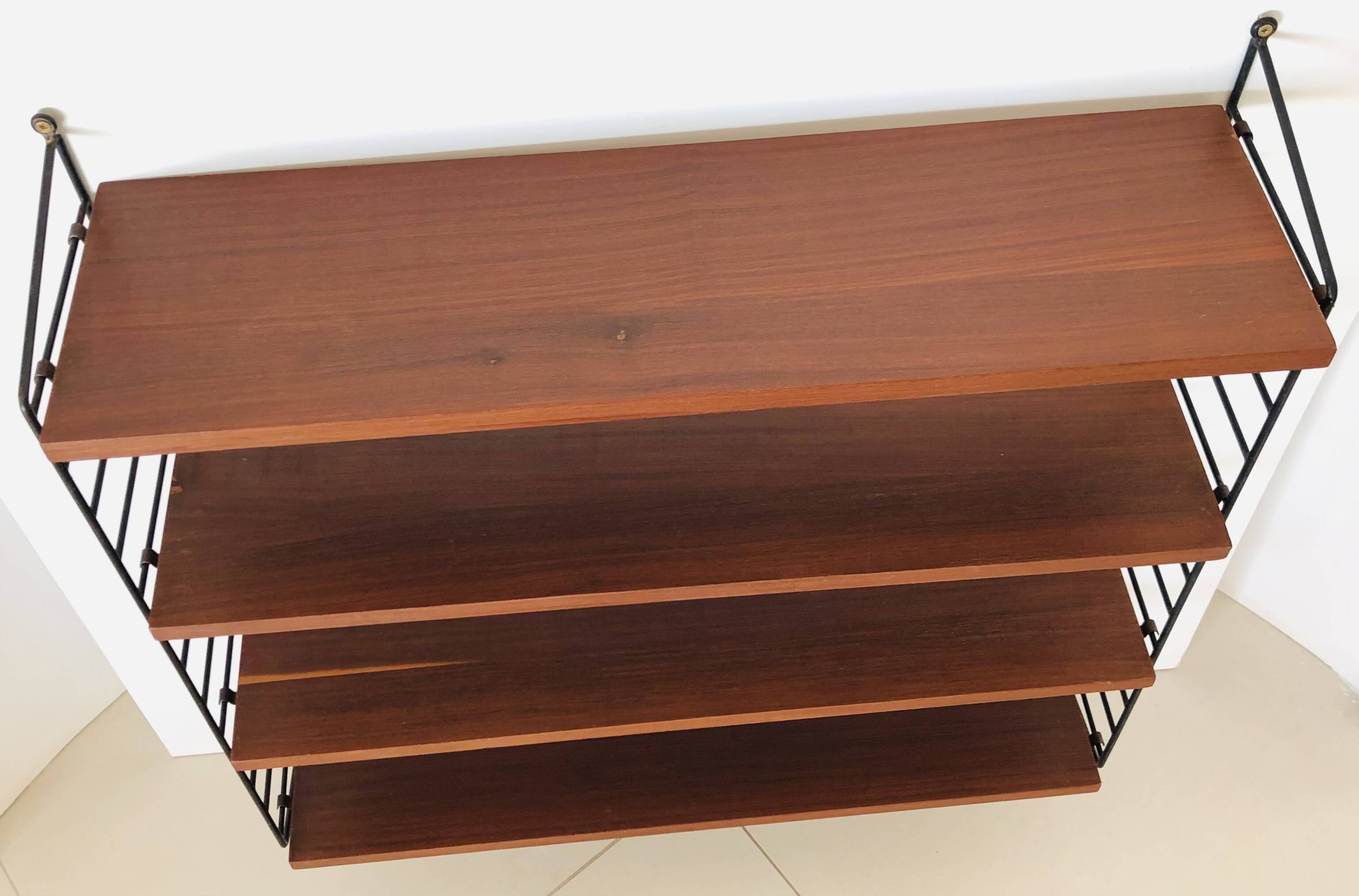 Etagère murale String en bois et métal, années 60