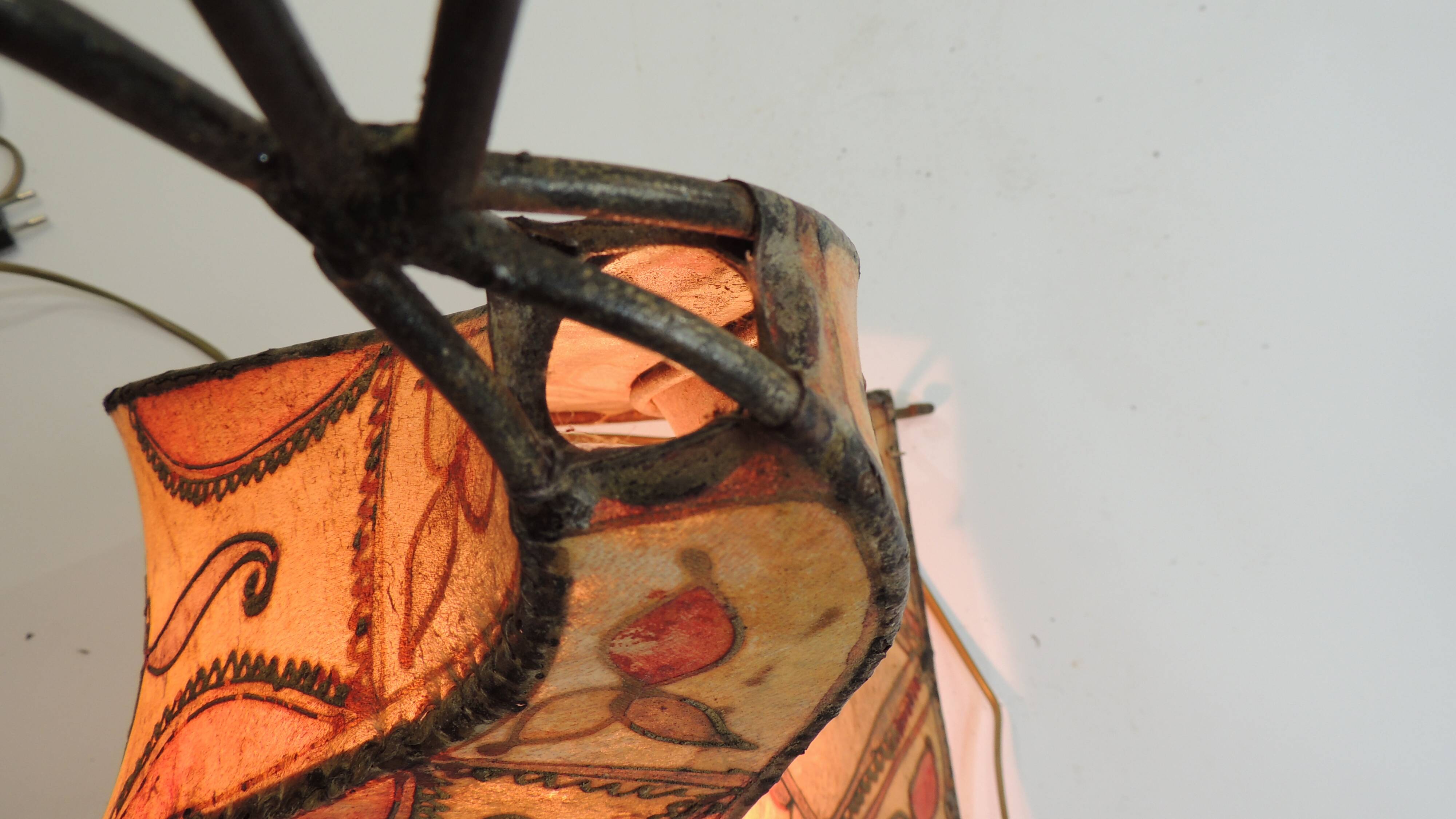 Moroccan henna lamp in leather /oriental lamp/Marrakech/45 cm /Vintage