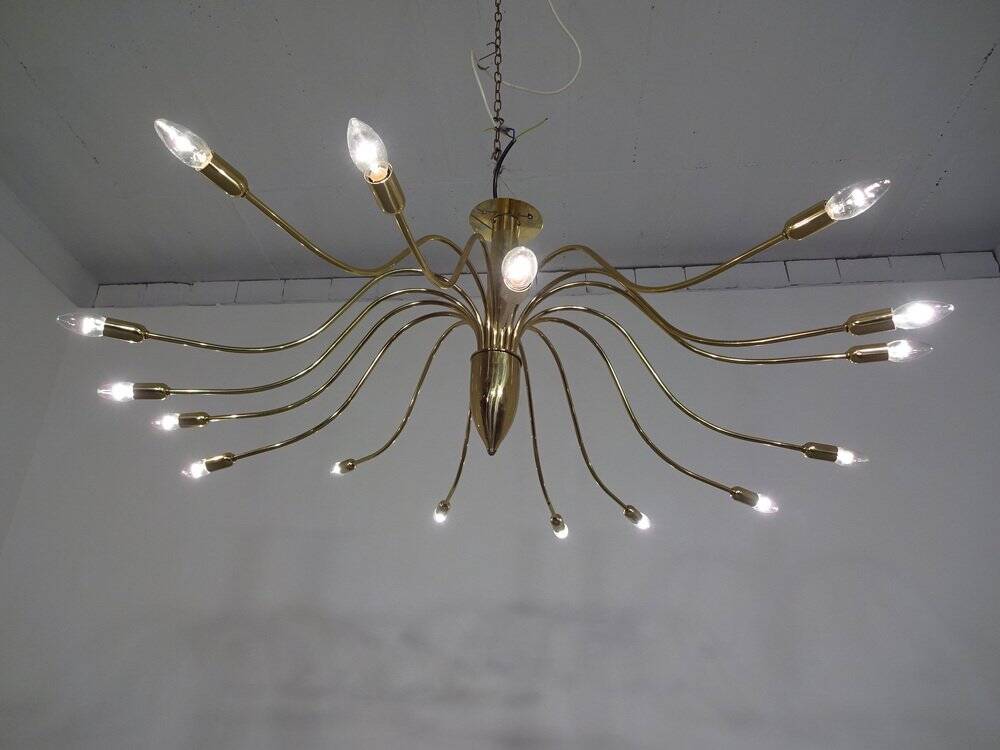 Large Italian brass chandelier, 1960s