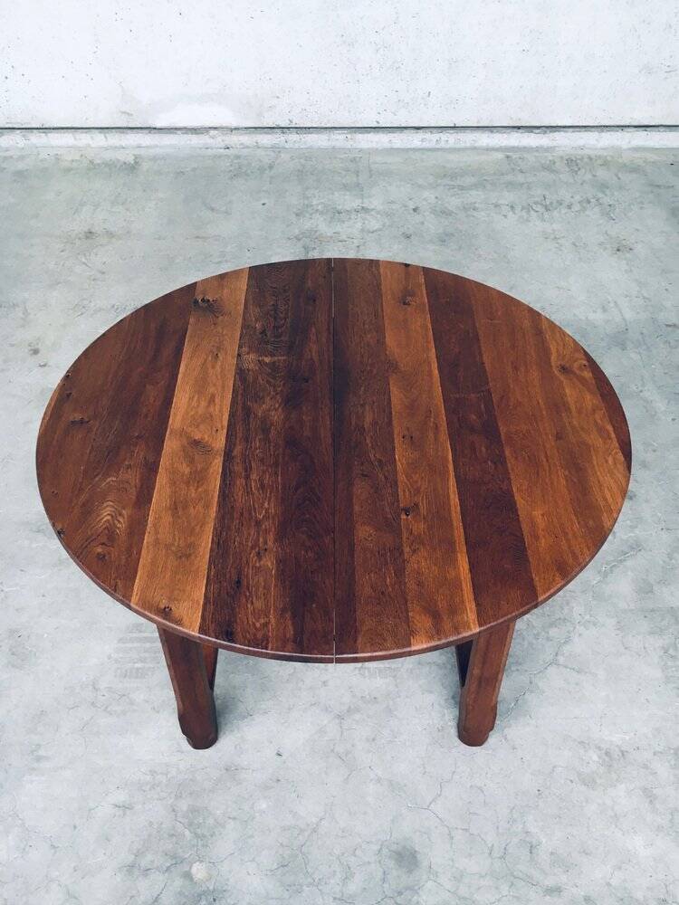 Popular Work Oak Extendable Dining Table, France, 1930s