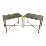 Paire de tables d’appoint en métal et verre, XXème siècle