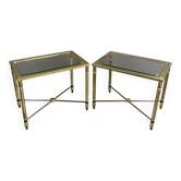 Paire de tables d’appoint en métal et verre, XXème siècle