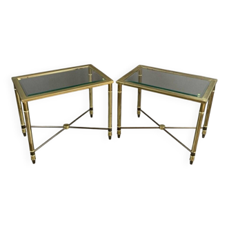 Pair of 20th Century Metal and Glass Side Tables