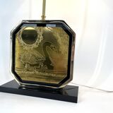 Lampe de table Georges Mathias en laiton gravé, années 1970