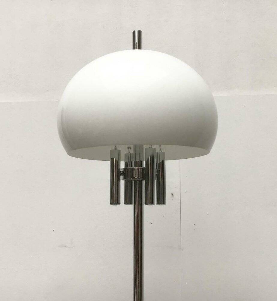 Italian space-style floor lamp from the 1960s with a stone base.