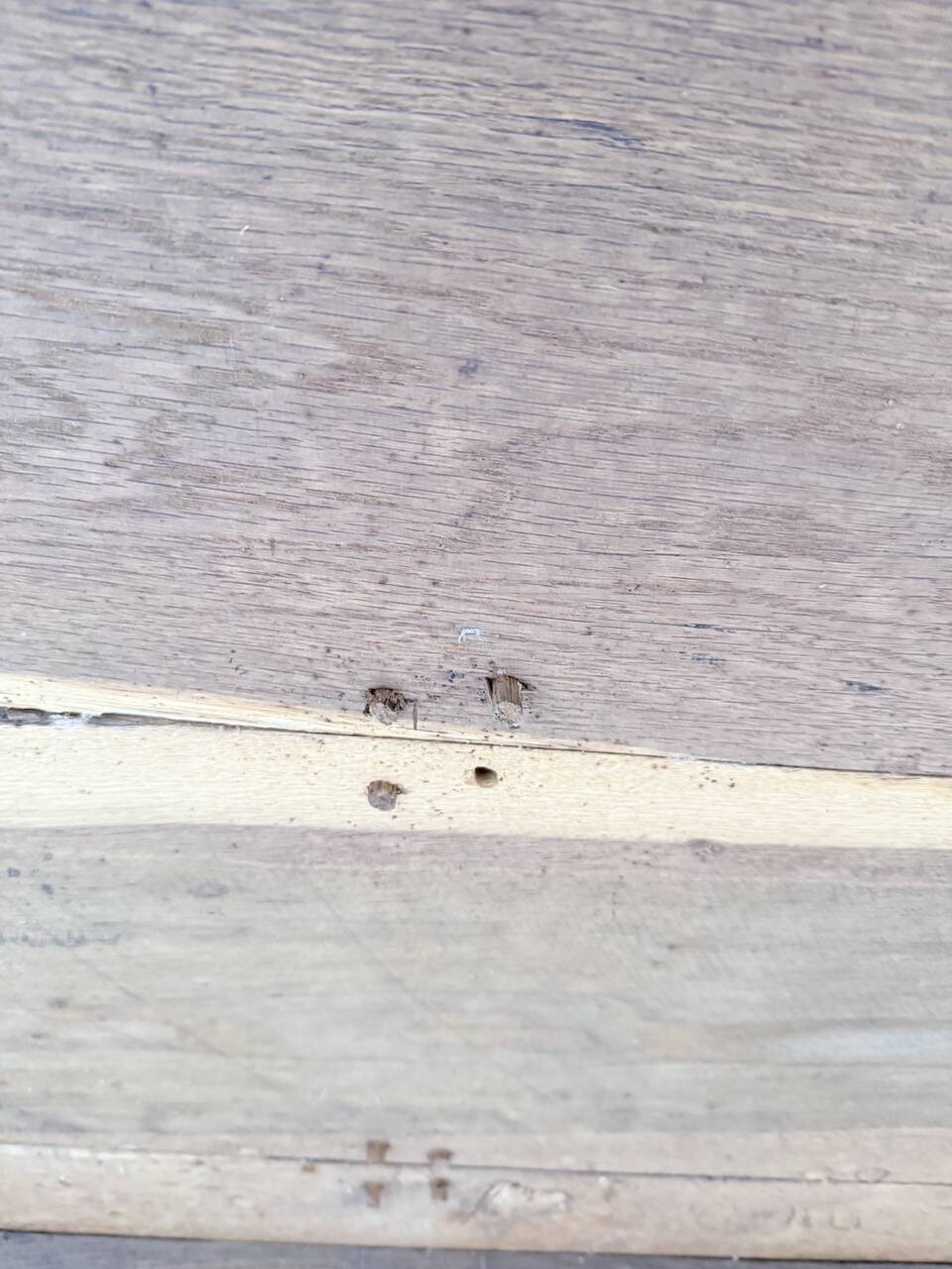 XL farmhouse table in solid oak, brutalist style, 20th century.