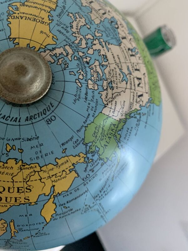 Globe vintage 1960 terrestre doré Taride tripode mappemonde - 28 cm