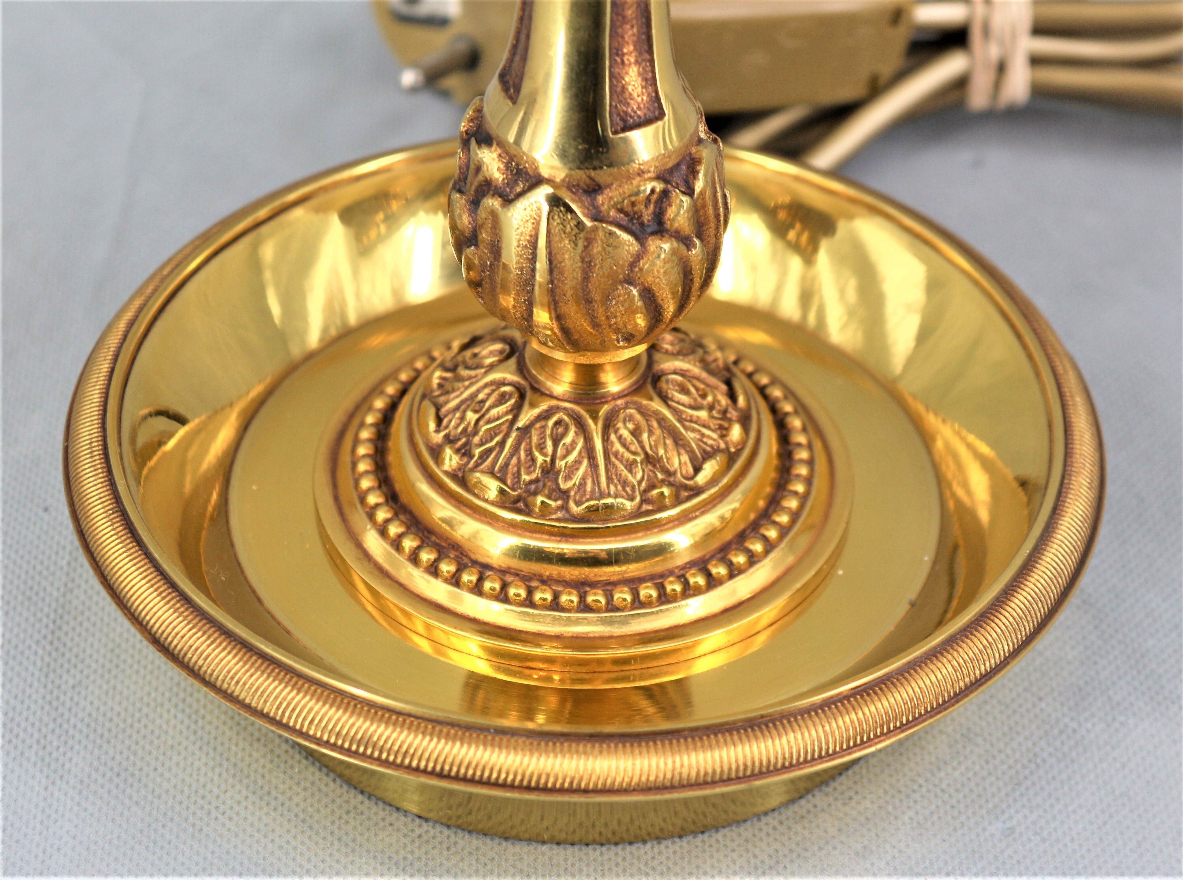 Hot water bottle lamp in solid bronze gilded style Louis XVI Lampshade Color Bordeaux "Lucien Gau"