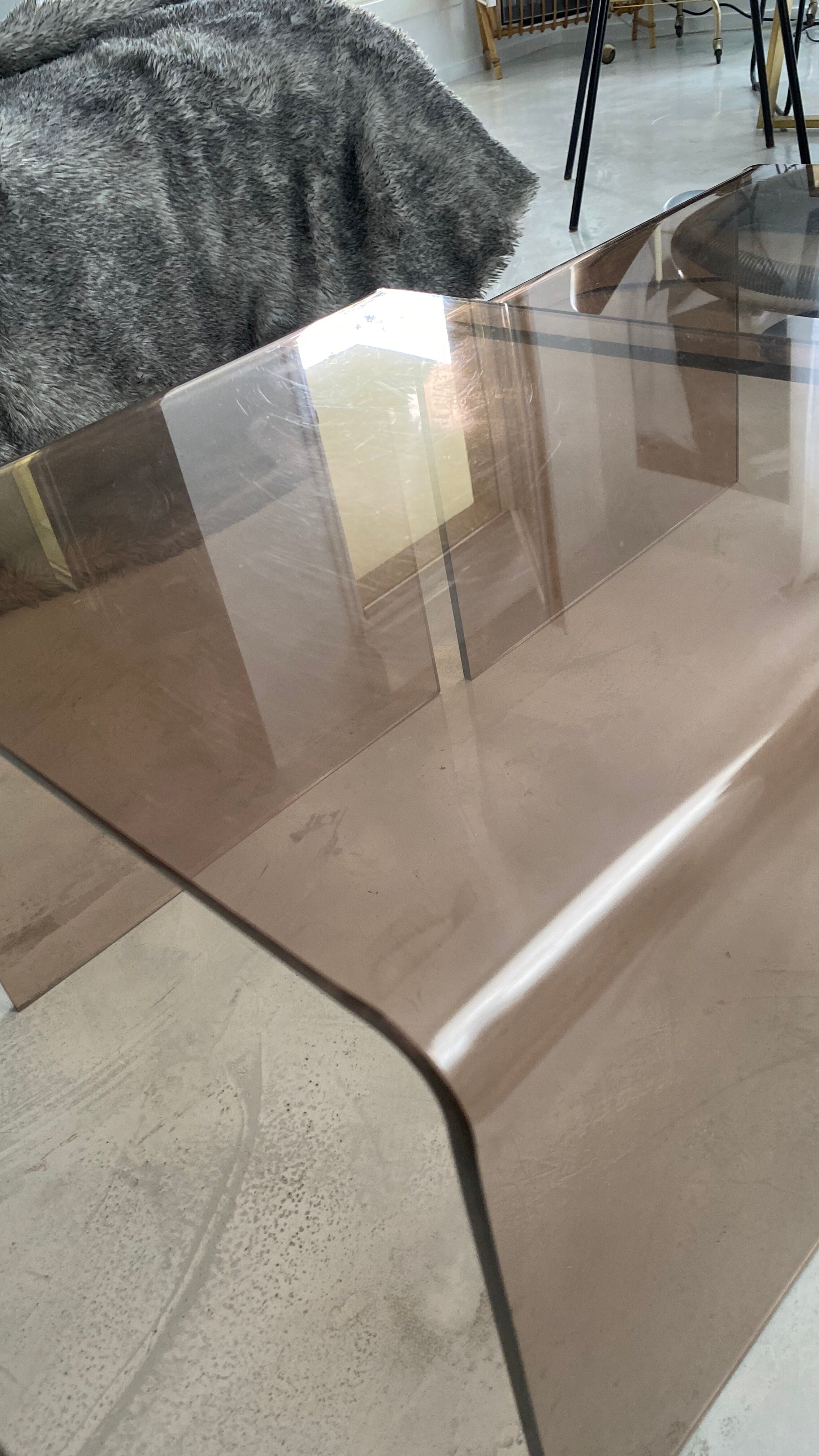 Plexiglass coffees tables in the year 70