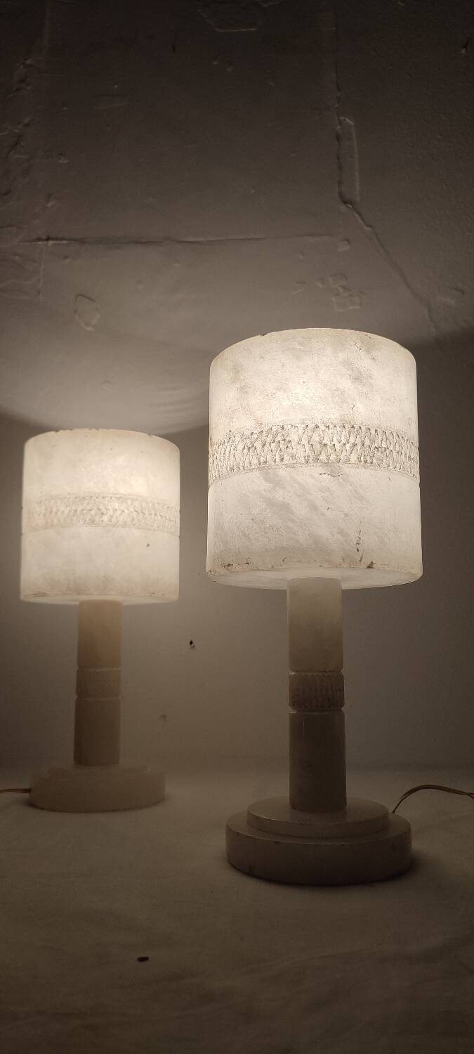 Paire de lampes de table en marbre. Espagne, années 1960.