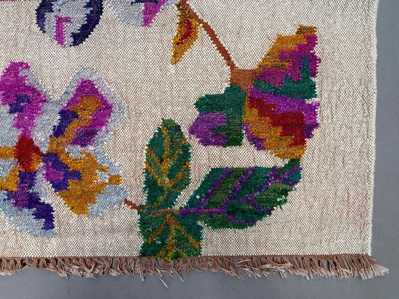 Vintage rose kilim rug 170x240cm shabby wool and silk, boho medium 2544