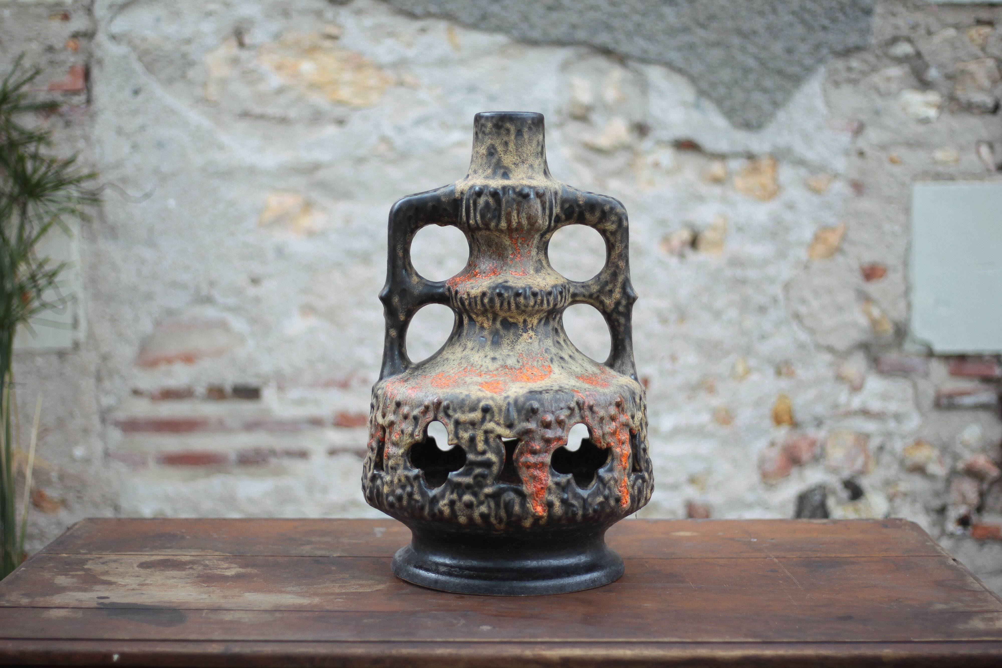 Vintage XL West Germany Lamp Base, Fat Lava Lamp, Ceramic Floor Lamp