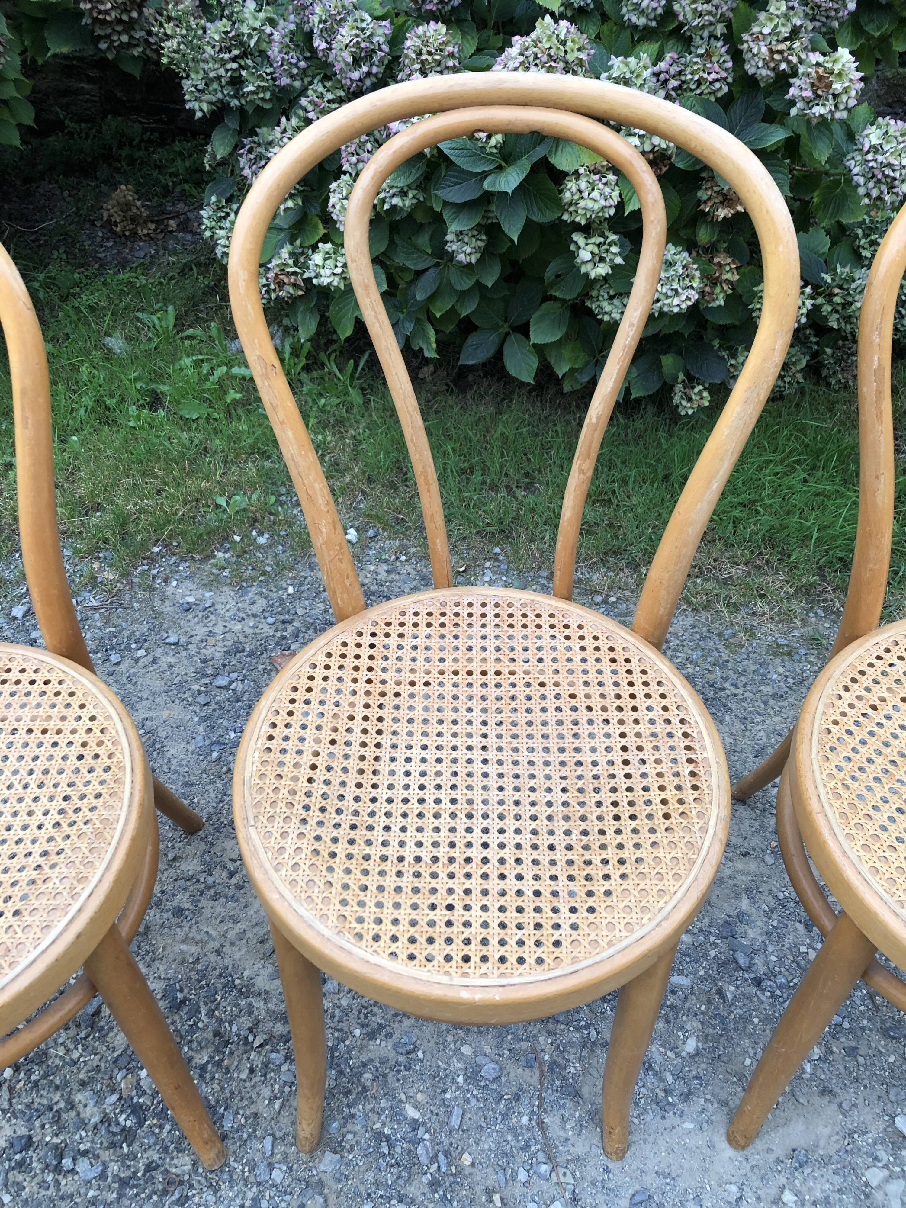 4 chaises bistrot vintage cannées
