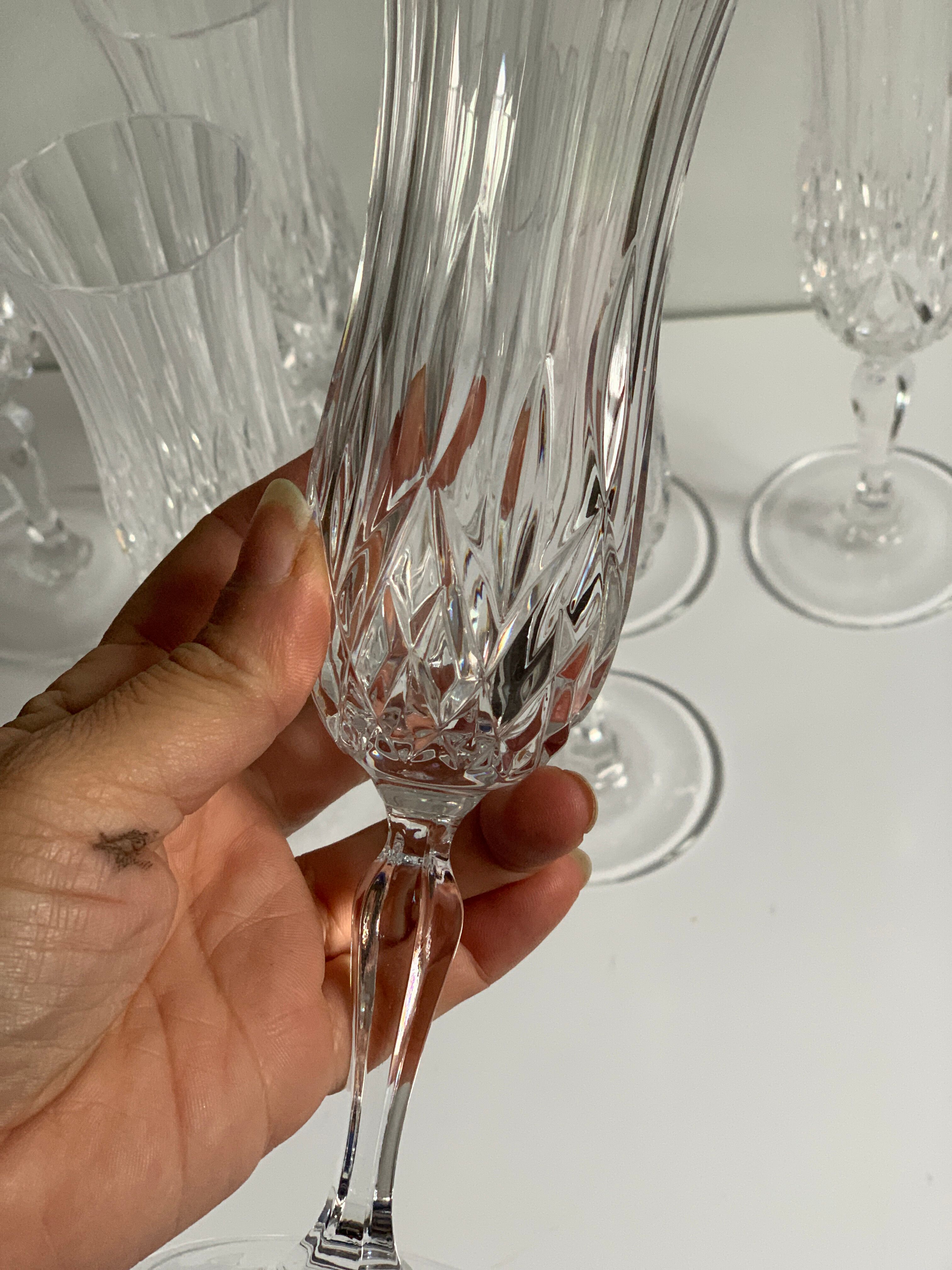7 crystal champagne flutes