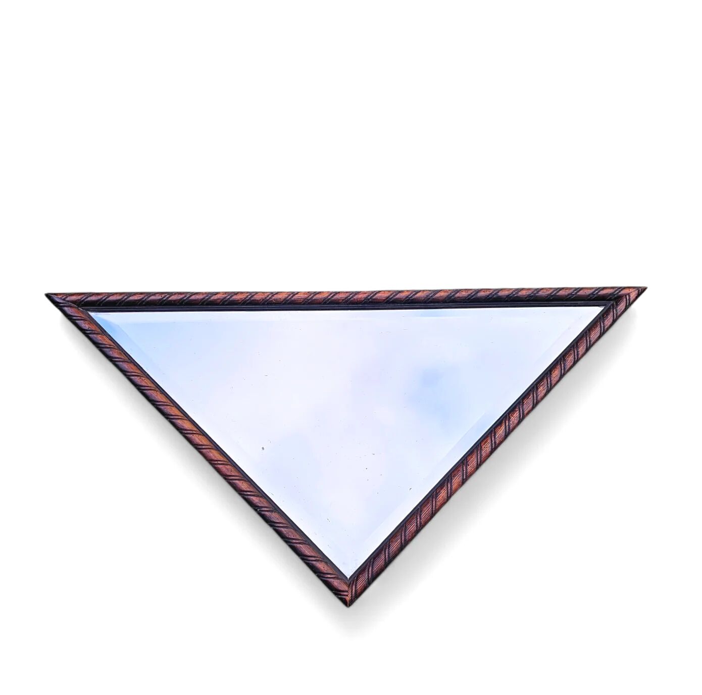 2 x miroirs triangulaires en bois de chêne / bords coupés à facettes