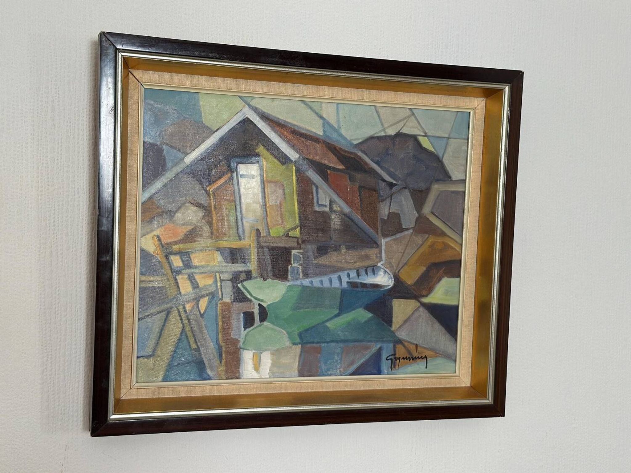 Swedish Oil on Canvas – “Lakeside Hut” by EVERT GRYNNING