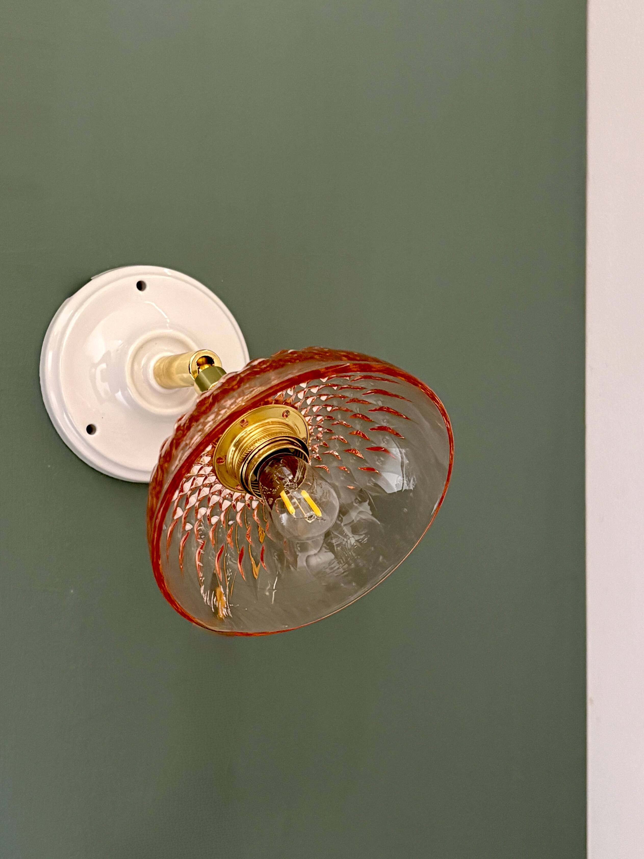 Vintage pink glass lampshade - tableware collection