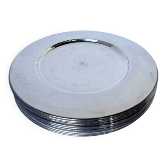 Set of 12 plates - underplates - silver-plated metal Emile Puiforcat