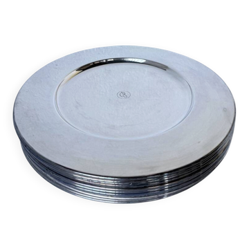 Set of 12 plates - underplates - silver-plated metal Emile Puiforcat