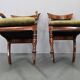 French Art Deco walnut dining chair set with armchairs, France 1930s
