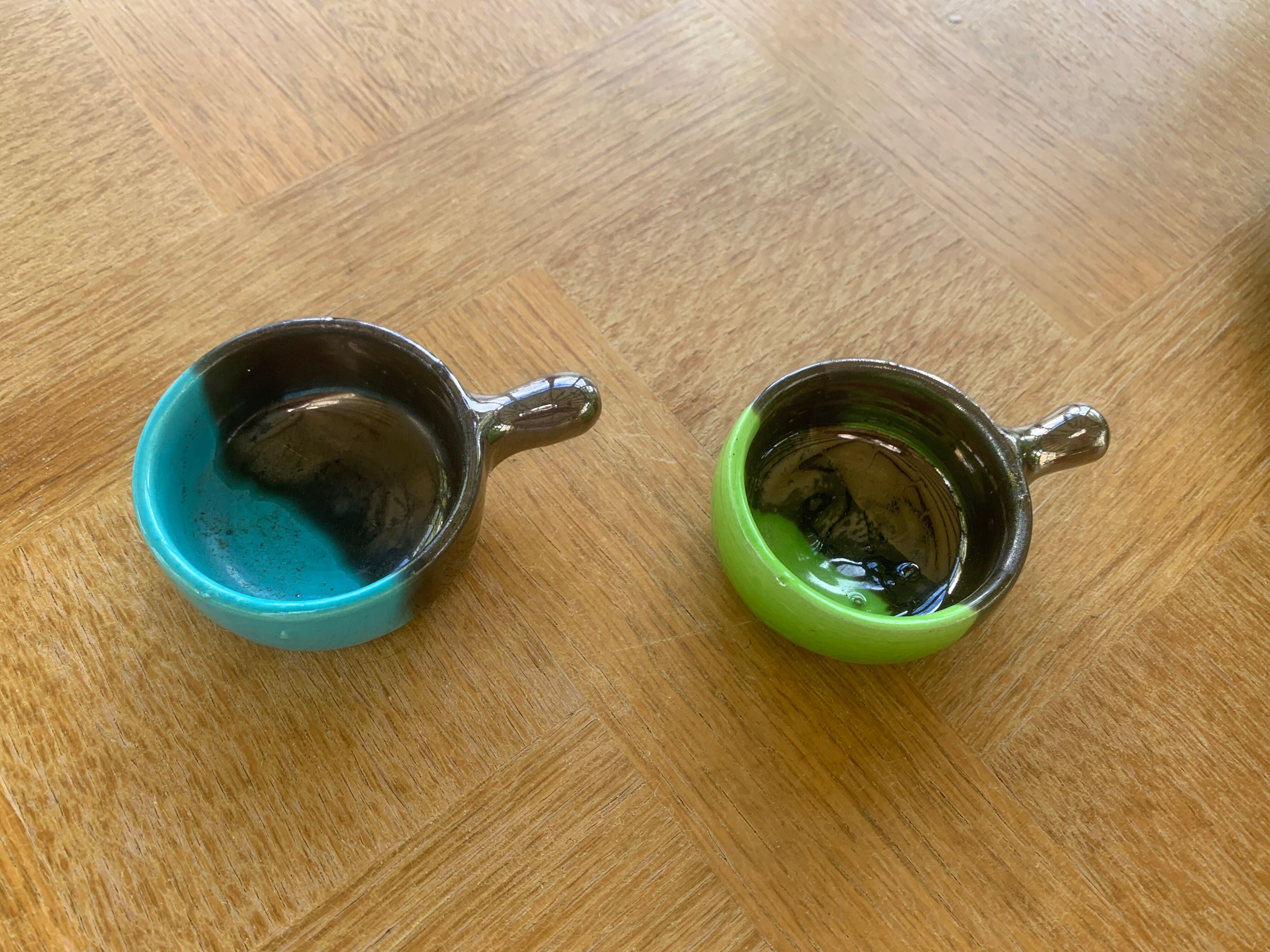Breakfast service, two-tone glazed ceramic, vintage 1950