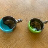 Breakfast service, two-tone glazed ceramic, vintage 1950