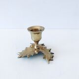 Candlestick in brass holly design