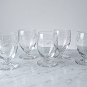 Set of 7 engraved crystal glasses