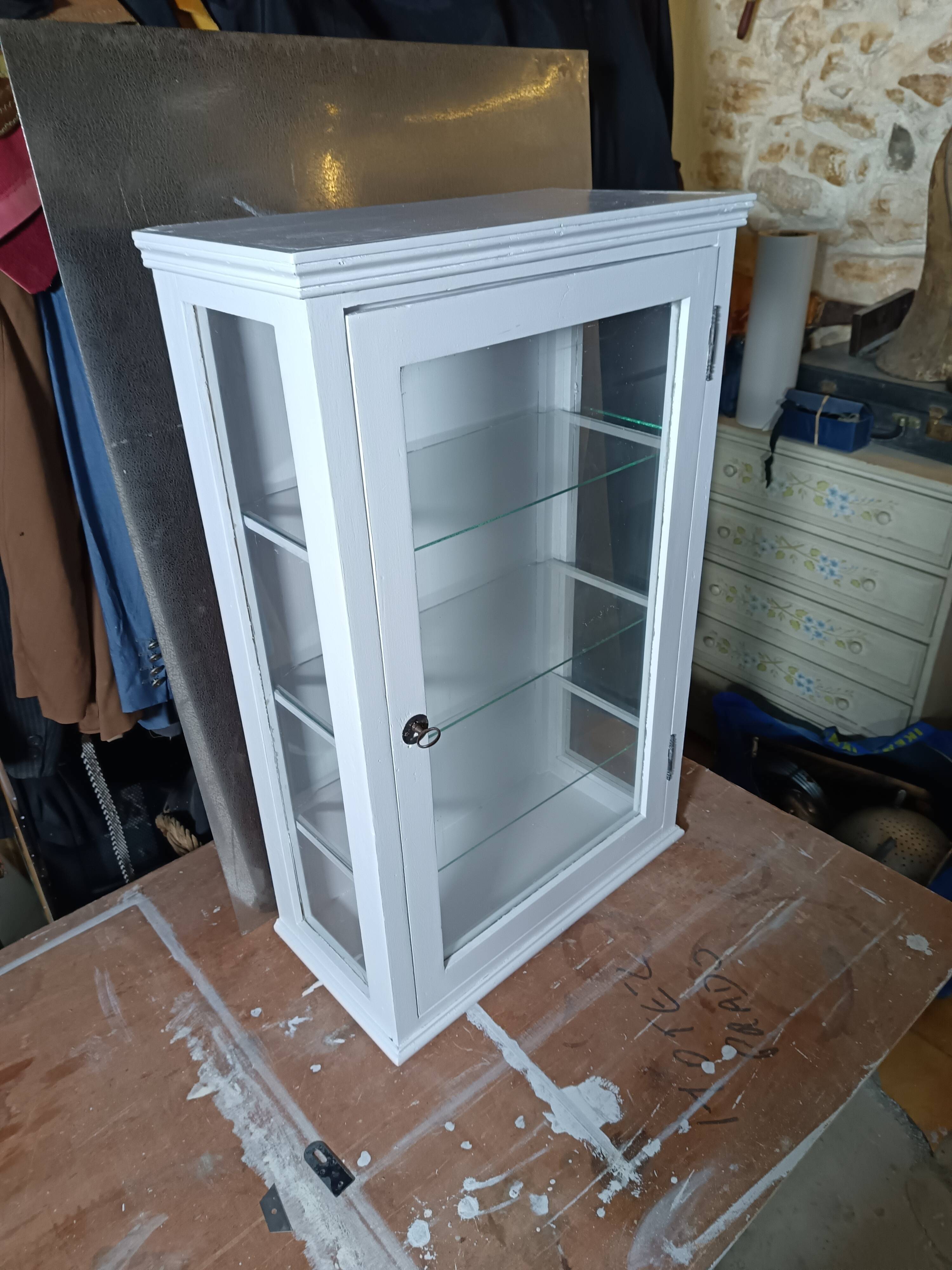 Display cabinet / Silver cabinet with 1 door from the 1950s.