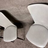 Set of 6 Baumann Essor model chairs in white imitation leather