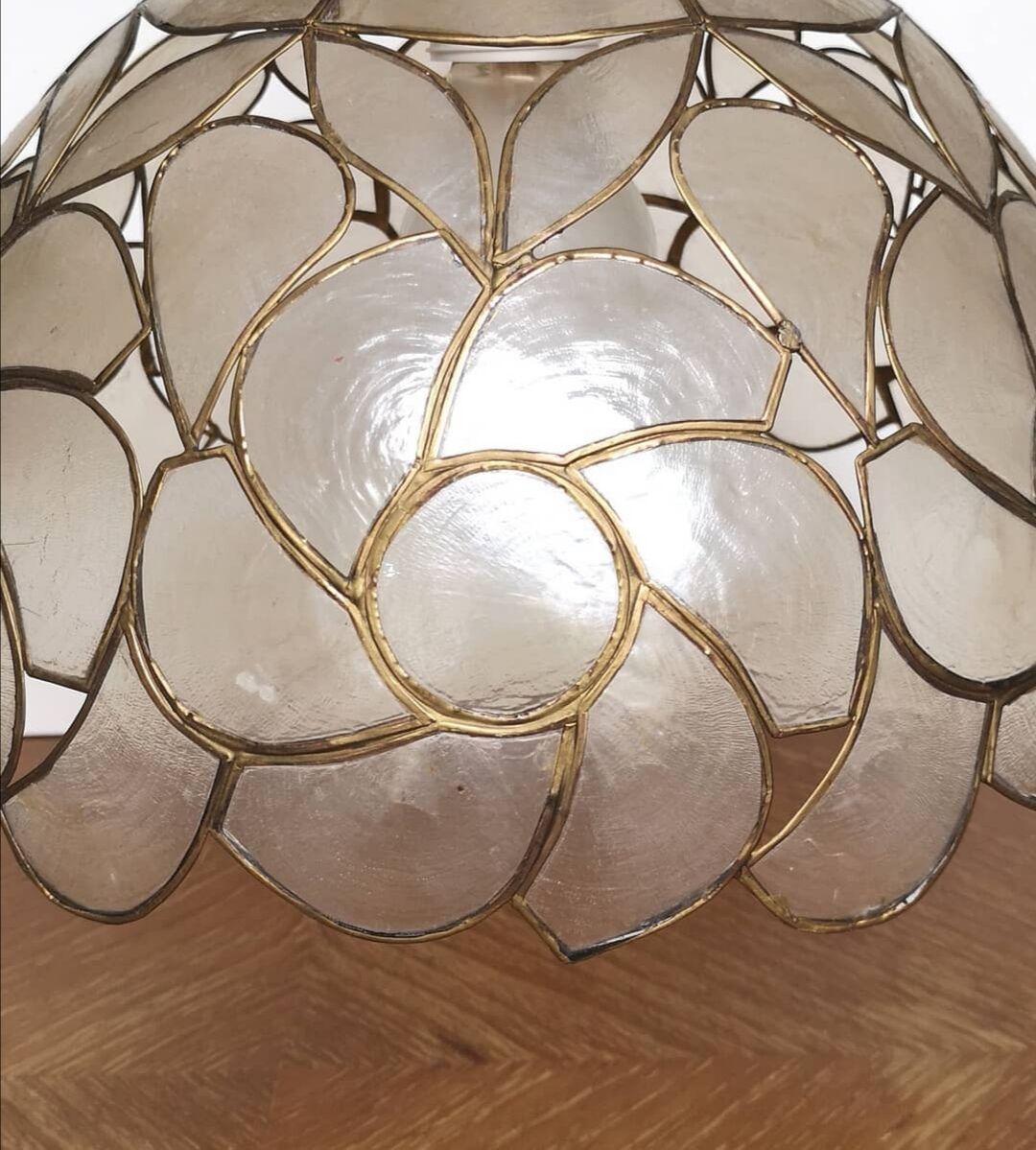 Suspension vintage en laiton et nacre