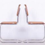 Restored Bauhaus Pair of Chairs, Robert Slezak, Chrome, Beech, Czechia, 1930s