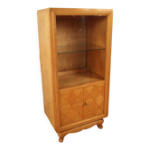 Art deco showcase in waved sycamore