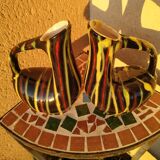 Pair of small zoomorphic pourers striped 50s