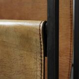 Mid-Century Magazine Holder in Metal, Wood and Leather, Belgium 1960s