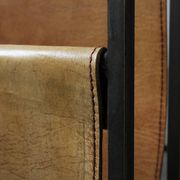 Mid-Century Magazine Holder in Metal, Wood and Leather, Belgium 1960s
