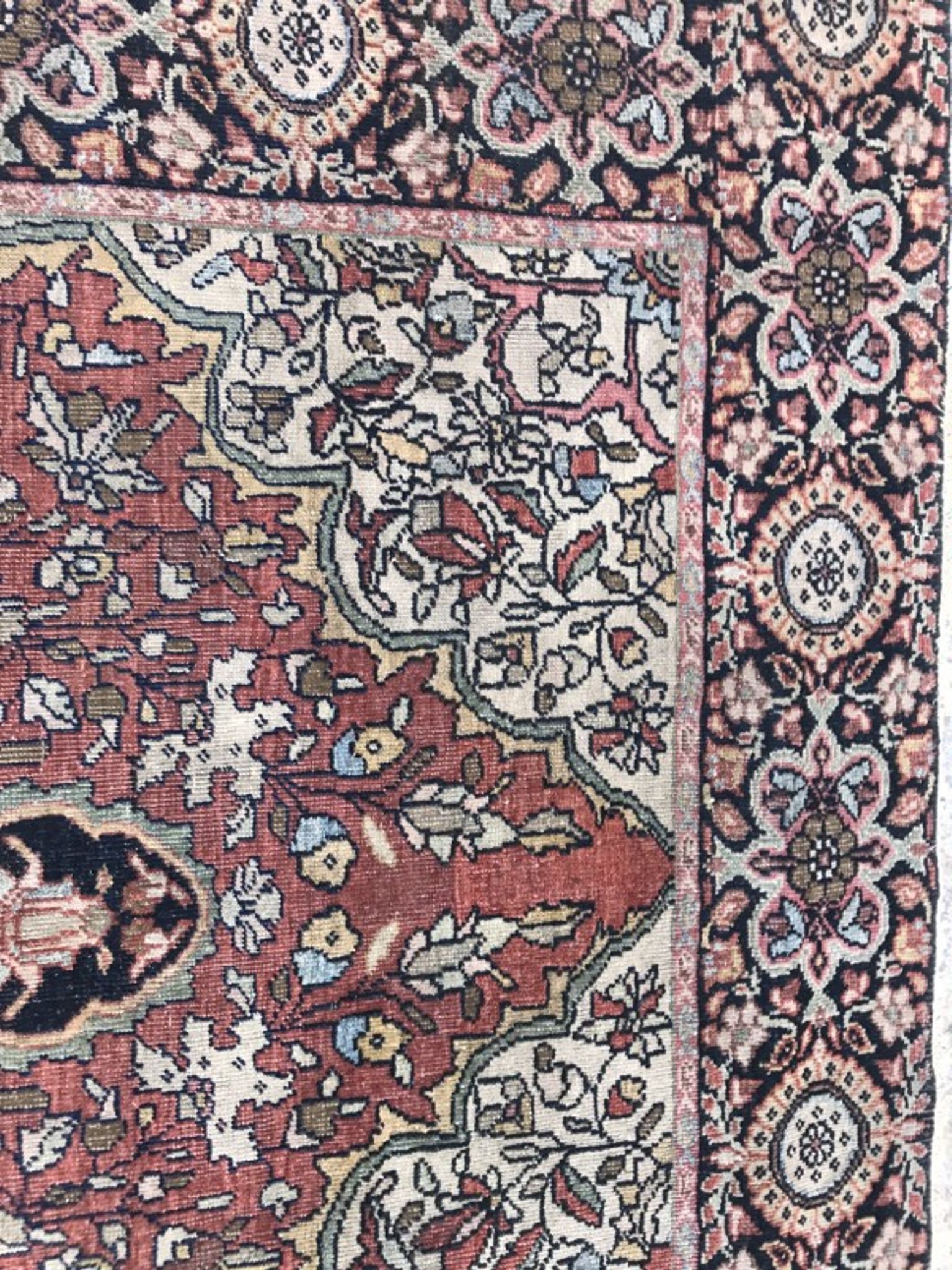 Old Persian carpet end Sarogh handmade 102 X 142 CM