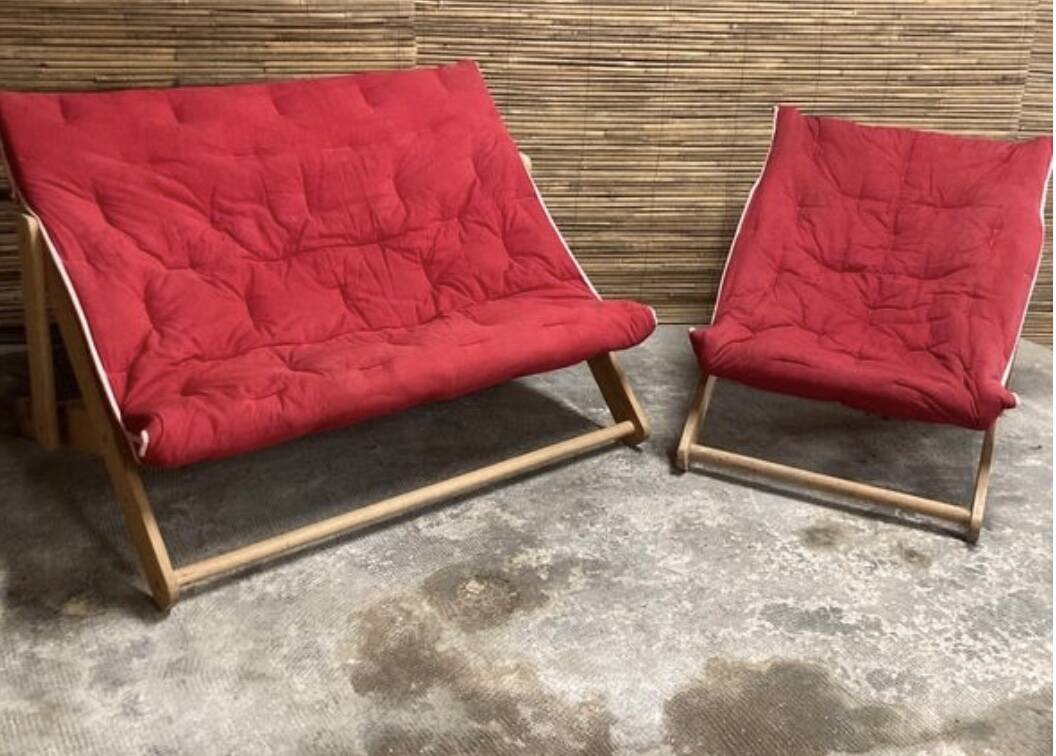 Vintage IKEA sofa and armchair set (1974) – Karin Mobring