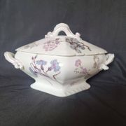 Antique porcelain tureen "Vieux Paris", 19th century, with shaped handles