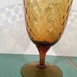 Vase cornet col mouvemente verre cathedrale prune "0158"