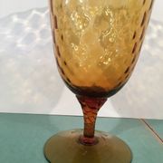 Vase cornet col mouvemente verre cathedrale prune "0158"