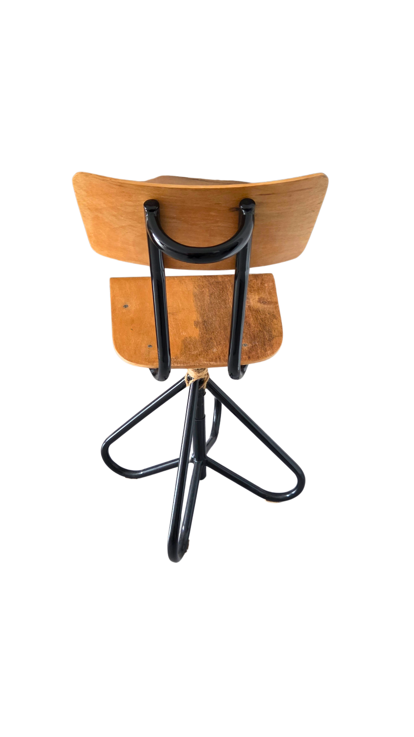 Vintage wooden and metal swivel workshop chair - Restoration project