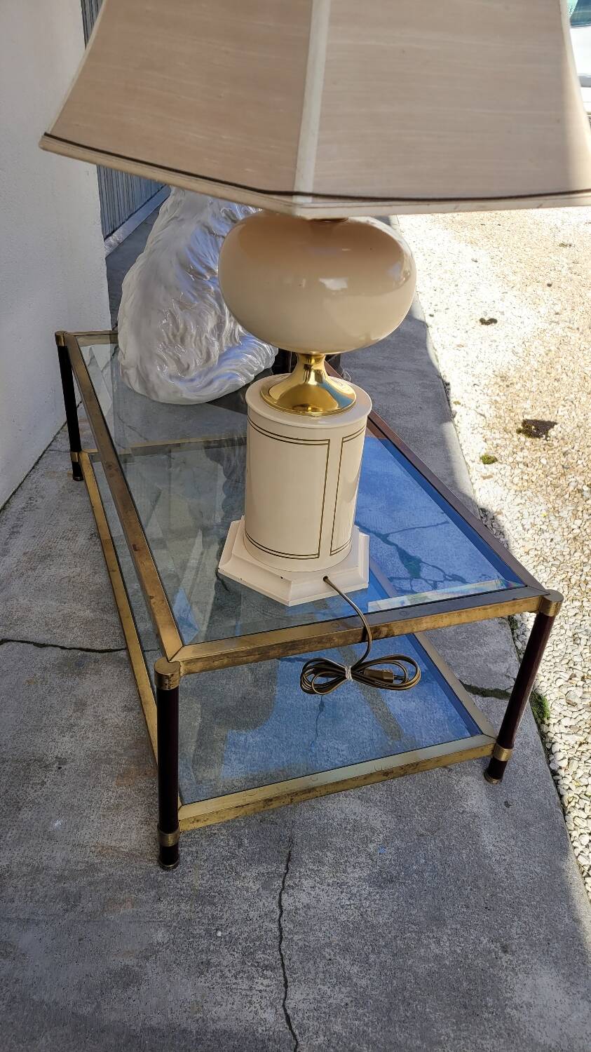 Jansen style brass designer coffee table - 1970s