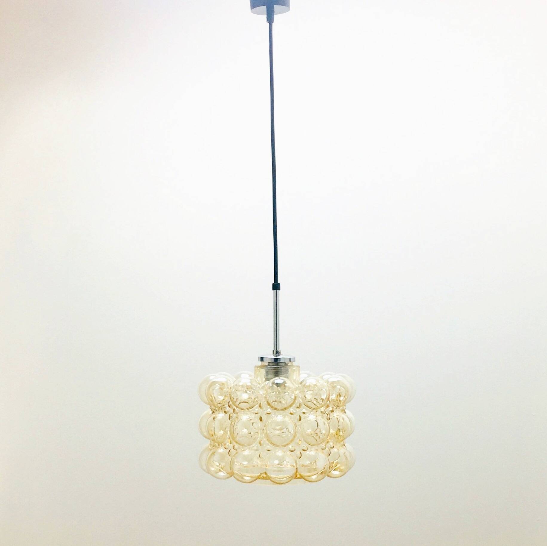 Mid-Century Amber Bubble Glass Ceiling Light/Pendant by Helena Tynell for Limburg, Germany, 1960s