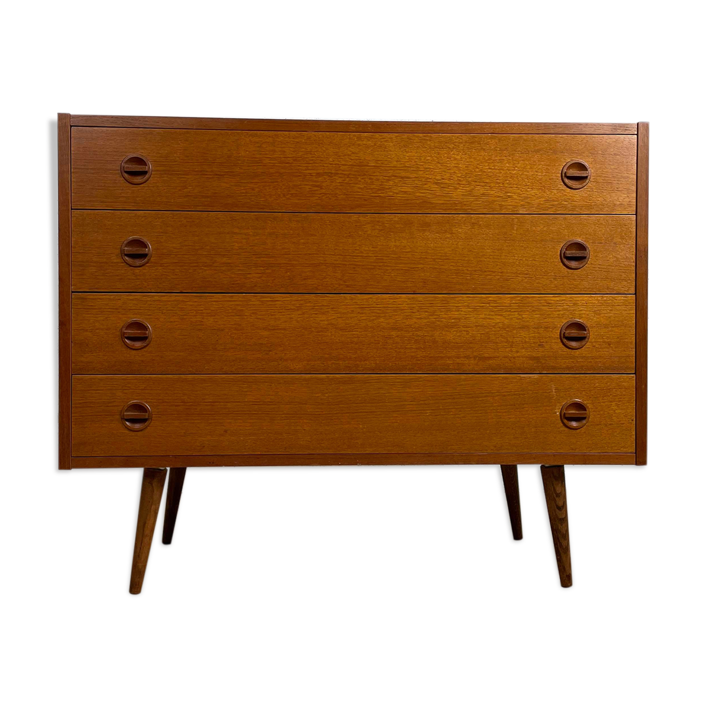 Wide chest of drawers 4 drawers scandinavian vintage teak, 60s