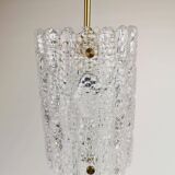 Suspended cylindrical crystal chandelier Mid-Century modern Carl Fagerlund for Orrefors, 1960s