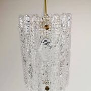 Suspended cylindrical crystal chandelier Mid-Century modern Carl Fagerlund for Orrefors, 1960s