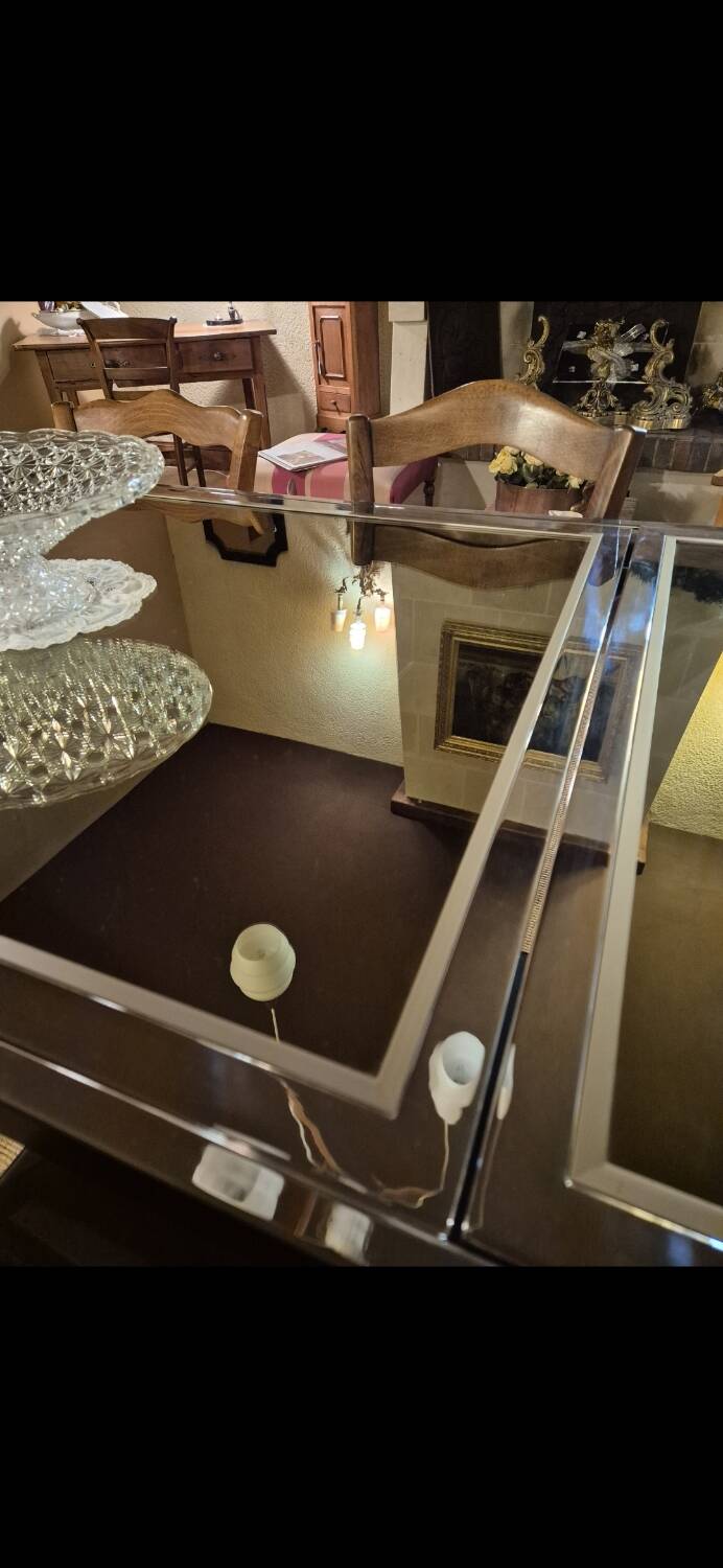Vintage chrome and glass dining table, Roche Bobois